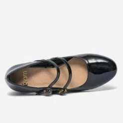 Babies à Talon Noir Verni à Double Bride -Boutique Caprice WWWERM 10383990079 4