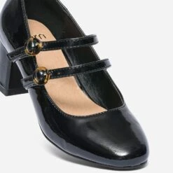 Babies à Talon Noir Verni à Double Bride -Boutique Caprice WWWERM 10383990079 5