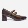 Babies à Talon Bordeaux Verni à Double Bride -Boutique Caprice WWWERM 10383990080 0