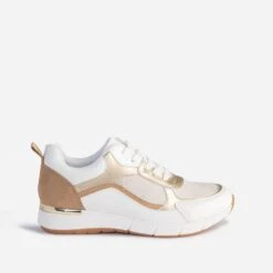 Tennis TEXTO Blanche, Camel, Dorée