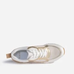 Tennis TEXTO Blanche, Camel, Dorée -Boutique Caprice WWWERM 10384320033 4