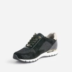 Tennis CAPRICE Noire En Cuir Et Textile Pailleté -Boutique Caprice WWWERM 10384320049 2