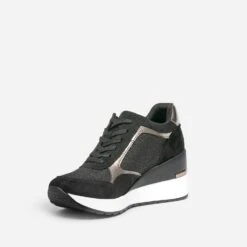 Tennis Compensée Noire Détails Bronze -Boutique Caprice WWWERM 10384320206 2