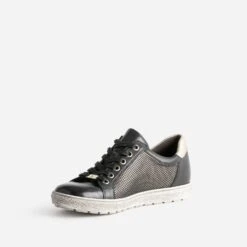 Tennis CAPRICE Noire En Cuir Détails Dorés -Boutique Caprice WWWERM 10384320241 2