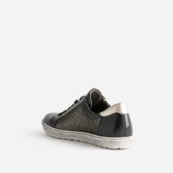 Tennis CAPRICE Noire En Cuir Détails Dorés -Boutique Caprice WWWERM 10384320241 3