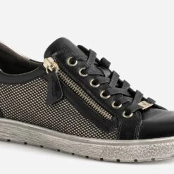 Tennis CAPRICE Noire En Cuir Détails Dorés -Boutique Caprice WWWERM 10384320241 5