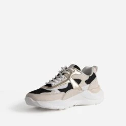 Tennis TEXTO Noire, Beige, Blanche Et Dorée -Boutique Caprice WWWERM 10384320359 2