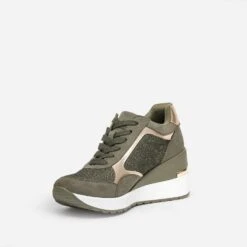 Tennis Compensée Kaki Détails Dorés -Boutique Caprice WWWERM 10384320386 2