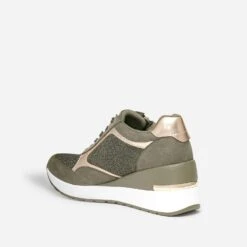 Tennis Compensée Kaki Détails Dorés -Boutique Caprice WWWERM 10384320386 3