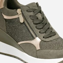 Tennis Compensée Kaki Détails Dorés -Boutique Caprice WWWERM 10384320386 5