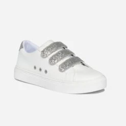 Tennis TEXTO Blanche à Scratchs Pailletés Argentés -Boutique Caprice WWWERM 10384320744 1