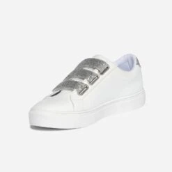 Tennis TEXTO Blanche à Scratchs Pailletés Argentés -Boutique Caprice WWWERM 10384320744 2