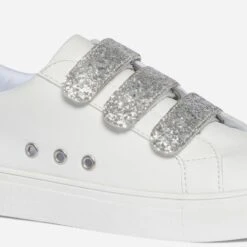 Tennis TEXTO Blanche à Scratchs Pailletés Argentés -Boutique Caprice WWWERM 10384320744 5