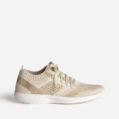 Tennis-chaussette Beige Et Doré Tricotée éco-conçue