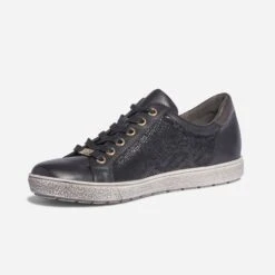Tennis CAPRICE Noire En Cuir Avec Effet Python -Boutique Caprice WWWERM 10384320930 2