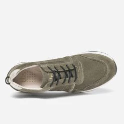 Tennis Compensée TBS Kaki En Cuir Velours -Boutique Caprice WWWERM 10384320977 4