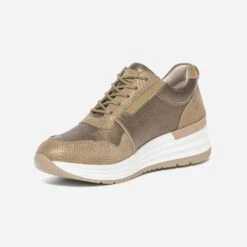 Tennis Compensée TBS Bronze Et Effet Python Cuir -Boutique Caprice WWWERM 10384320978 2