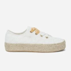 Tennis Blanche En Dentelle à Lacet-ruban