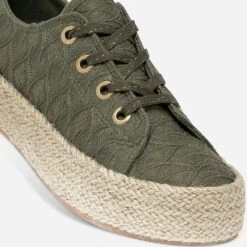 Tennis Kaki à Dentelle à Semelle Plateforme Corde -Boutique Caprice WWWERM 10384330199 6