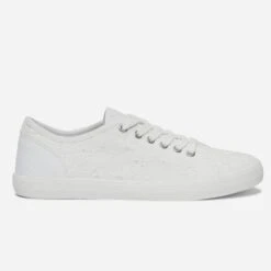 Tennis Blanche En Toile Façon Broderie Anglaise