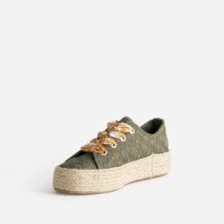 Tennis Kaki En Toile Brodée Dentelle éco-conçue -Boutique Caprice WWWERM 10384330219 2