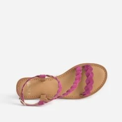 Sandale Rose En Cuir Velours à Brides Entrelacées 12 Sandale Rose En Cuir Velours à Brides Entrelacées -Boutique Caprice WWWERM 10385760093 4