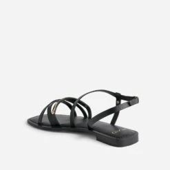 Sandale TEXTO Noire En Cuir Barrette Dorée -Boutique Caprice WWWERM 10385760094 3