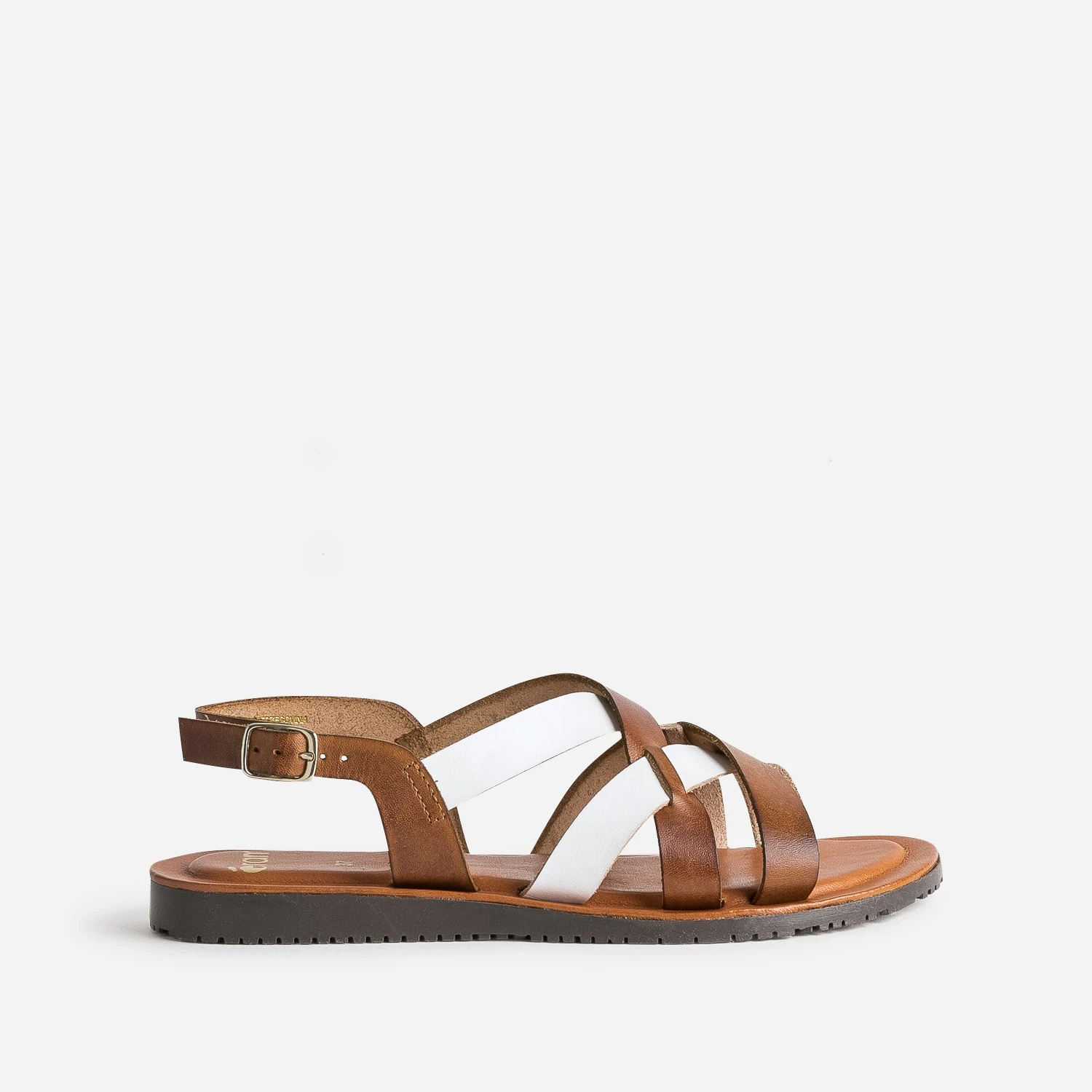 Sandale Marron Et Blanche En Cuir à Brides Croisées 3 Sandale Marron Et Blanche En Cuir à Brides Croisées