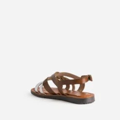 Sandale Marron Et Blanche En Cuir à Brides Croisées 10 Sandale Marron Et Blanche En Cuir à Brides Croisées -Boutique Caprice WWWERM 10385760154 3