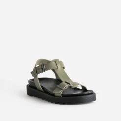 Sandale TEXTO Kaki En Cuir à Semelle Crantée -Boutique Caprice WWWERM 10385760223 1