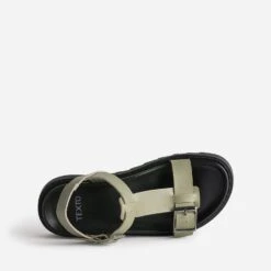 Sandale TEXTO Kaki En Cuir à Semelle Crantée -Boutique Caprice WWWERM 10385760223 4