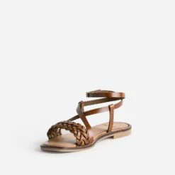 Sandale TEXTO Marron En Cuir Tressé -Boutique Caprice WWWERM 10385760443 2