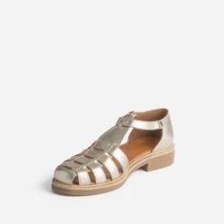 Sandale Dorée En Cuir à Brides Tressées -Boutique Caprice WWWERM 10385760486 2