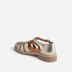 Sandale Dorée En Cuir à Brides Tressées -Boutique Caprice WWWERM 10385760486 3