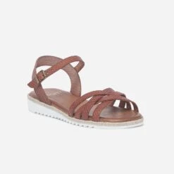 Sandale Cognac En Cuir Embossé à Semelle Crantée -Boutique Caprice WWWERM 10385761159 1