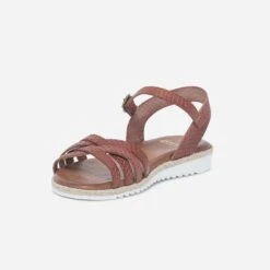 Sandale Cognac En Cuir Embossé à Semelle Crantée -Boutique Caprice WWWERM 10385761159 2