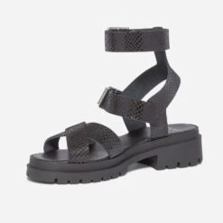 Sandale TEXTO Noire Effet Python à Semelle Crantée -Boutique Caprice WWWERM 10385761194 2