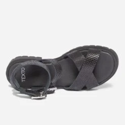Sandale TEXTO Noire Effet Python à Semelle Crantée -Boutique Caprice WWWERM 10385761194 3