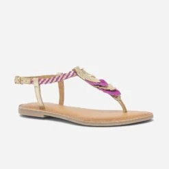 Sandale-tong Violine Et Doré En Cuir à Plumes -Boutique Caprice WWWERM 10385761268 1