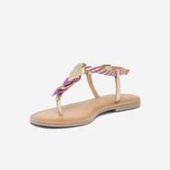 Sandale-tong Violine Et Doré En Cuir à Plumes -Boutique Caprice WWWERM 10385761268 2