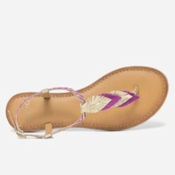 Sandale-tong Violine Et Doré En Cuir à Plumes -Boutique Caprice WWWERM 10385761268 3