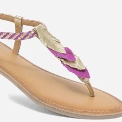 Sandale-tong Violine Et Doré En Cuir à Plumes -Boutique Caprice WWWERM 10385761268 4