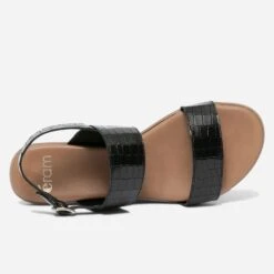 Sandale Noire En Cuir Effet Croco -Boutique Caprice WWWERM 10385761269 3