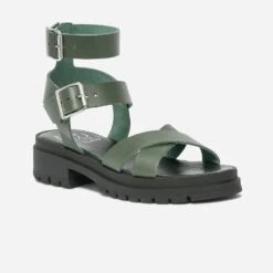 Sandale TEXTO Kaki En Cuir éco-conçu à Semelle Crantée -Boutique Caprice WWWERM 10385761327 1