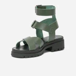 Sandale TEXTO Kaki En Cuir éco-conçu à Semelle Crantée -Boutique Caprice WWWERM 10385761327 2