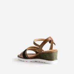 Sandale Compensée MARCO TOZZI Kaki En Cuir Velours -Boutique Caprice WWWERM 10385920030 3