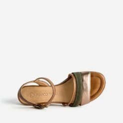 Sandale Compensée MARCO TOZZI Kaki En Cuir Velours -Boutique Caprice WWWERM 10385920030 4