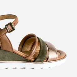 Sandale Compensée MARCO TOZZI Kaki En Cuir Velours -Boutique Caprice WWWERM 10385920030 5