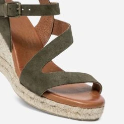 Sandale Compensée Kaki En Cuir Velours -Boutique Caprice WWWERM 10385920271 4