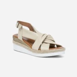 Sandale Compensée Beige En Cuir Souple -Boutique Caprice WWWERM 10385920273 1